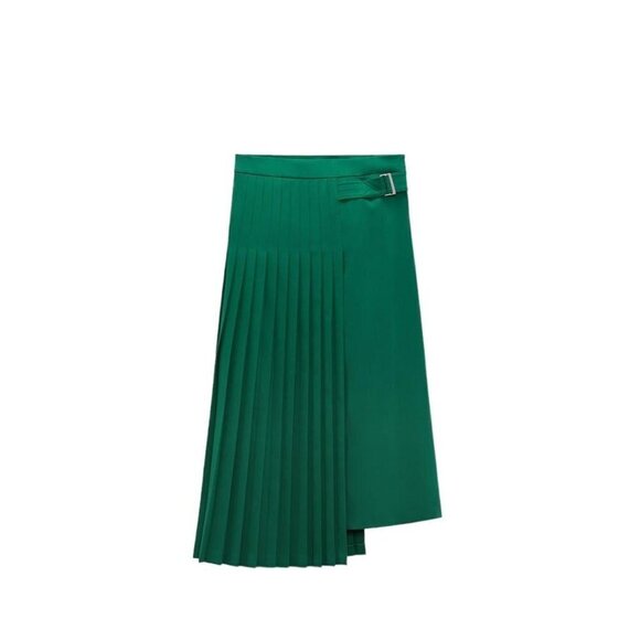 ZARA PLEATED SKIRT WITH BELT - LIMITED EDITION GREEN SIZE XS | 2586/408 - Picture 1 of 13